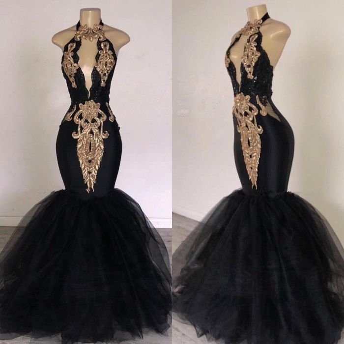 Black and gold prom dresses near me