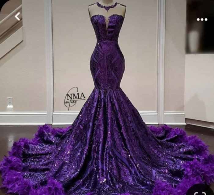 Mermaid dark purple prom dresses