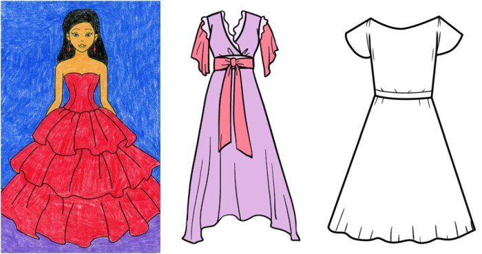 Types of dresses drawing