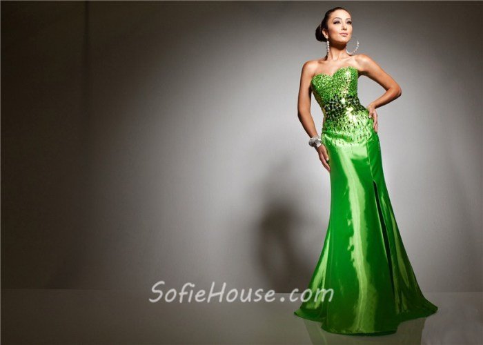 Mermaid lime green prom dresses