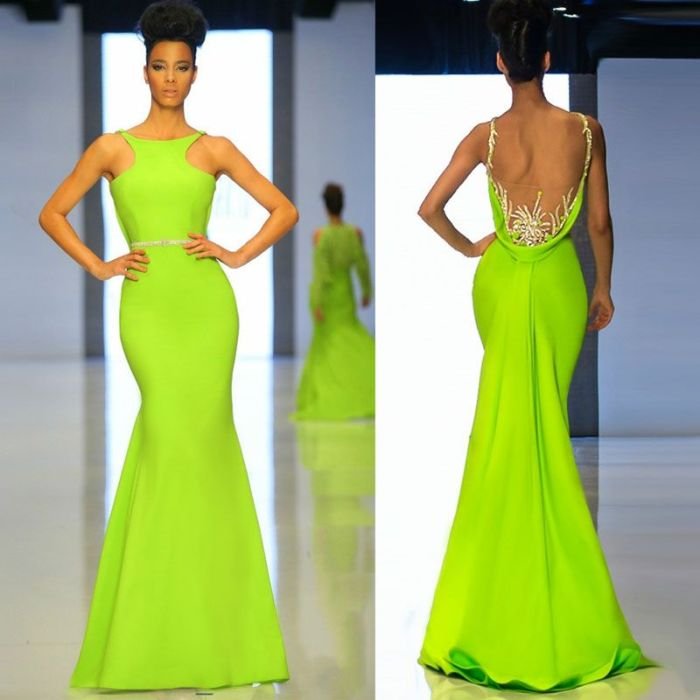 Mermaid lime green prom dresses