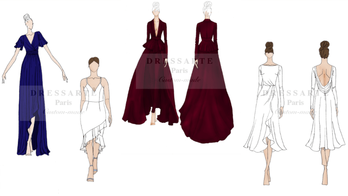 Types of dresses drawing