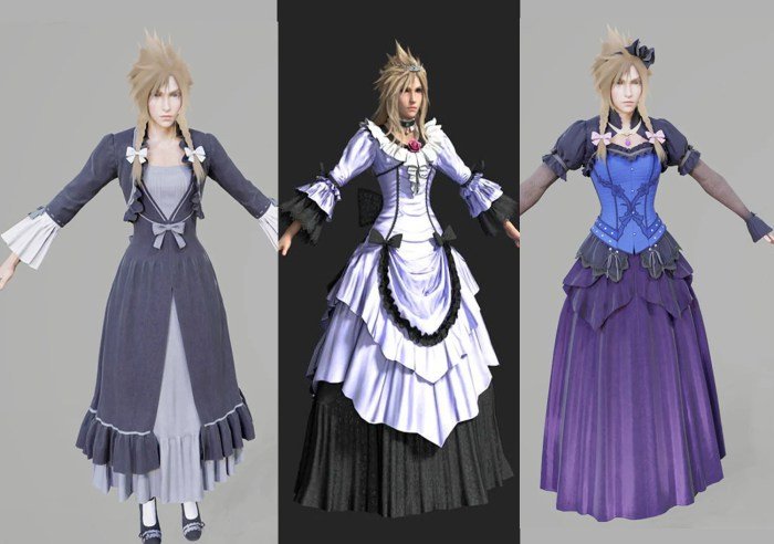 Aerith remake fantasy final outfits ffvii costumes vii