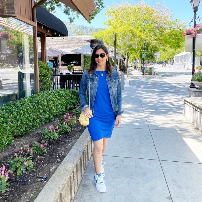 Shirt dresses with sneakers