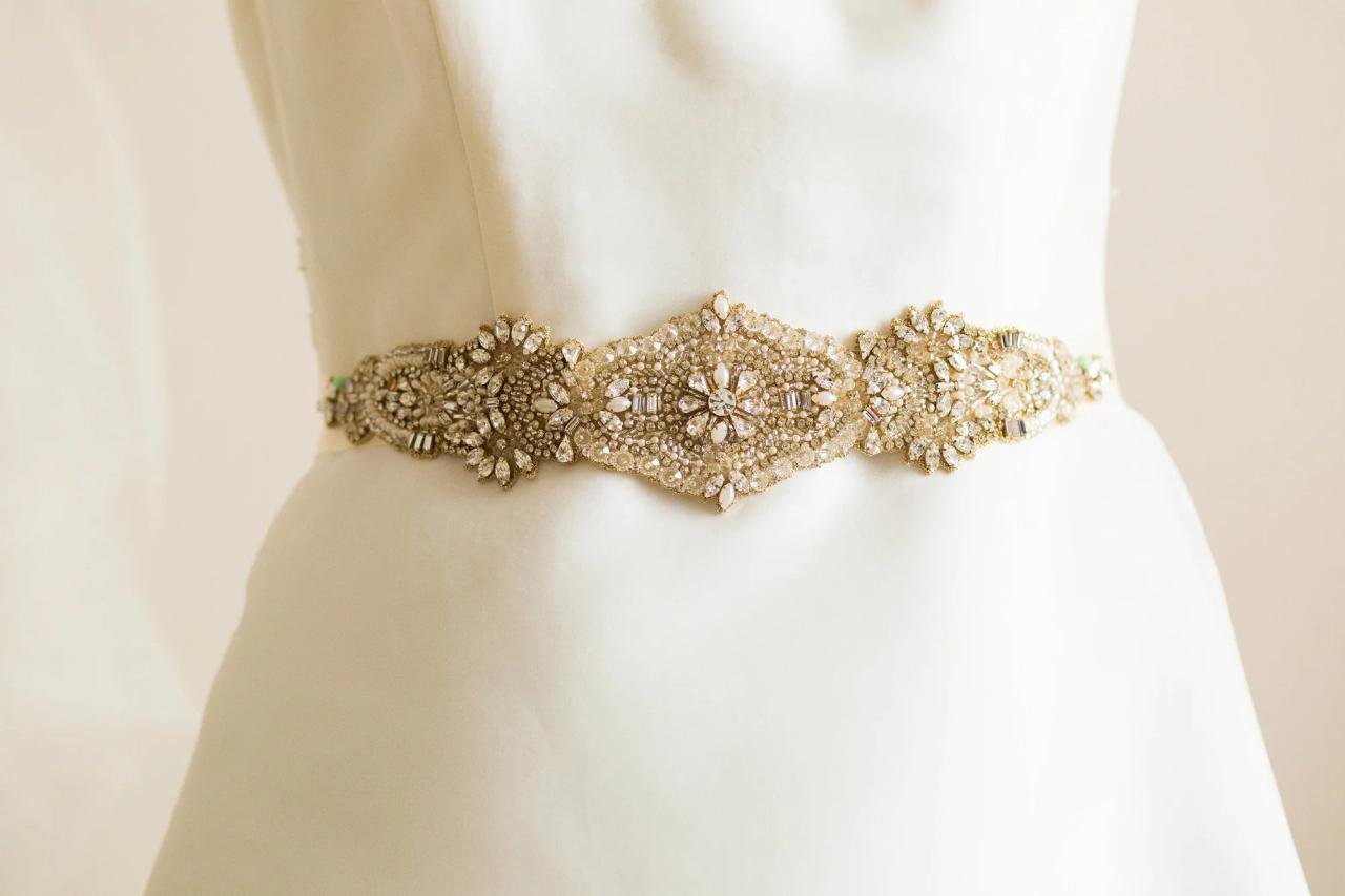 Wedding dresses with gold belt